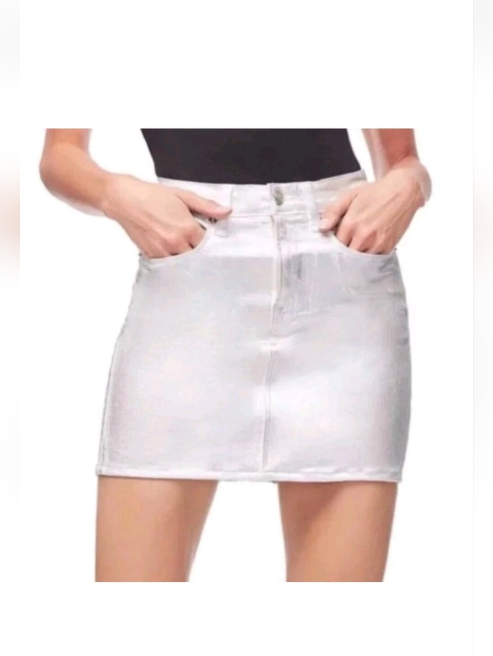 Good American metallic Irridescent Shine Mini Skirt